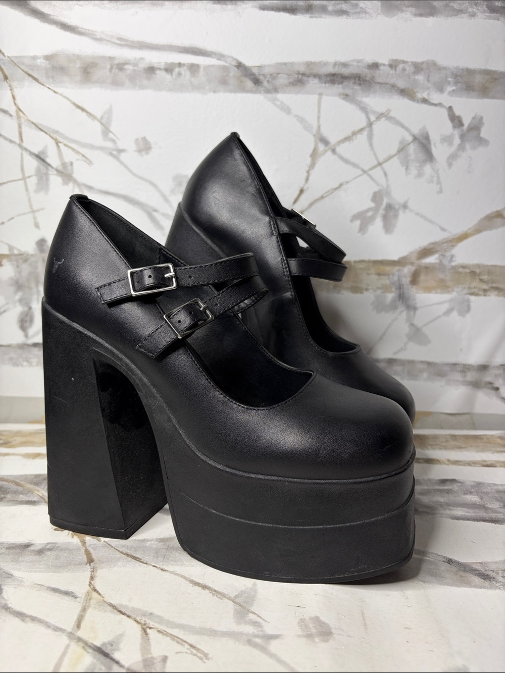Windsor Smith Amour Black Platform Mary Jane Heels - Women